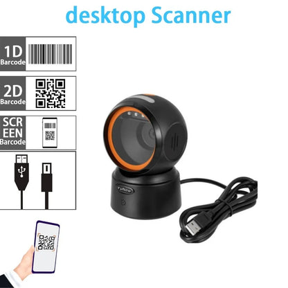 Omnidirectional 1D/2D QR Desktop Barcode Scanner