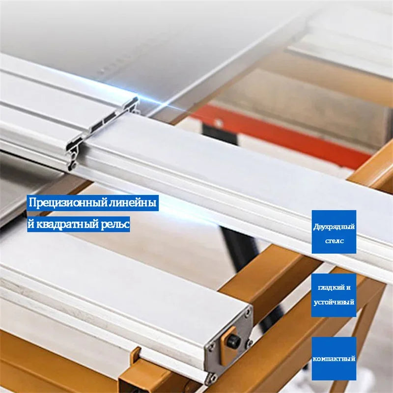 Multifunction Folding Electric Woodworking Table Saw with Sliding Guide & Stainless Steel Top