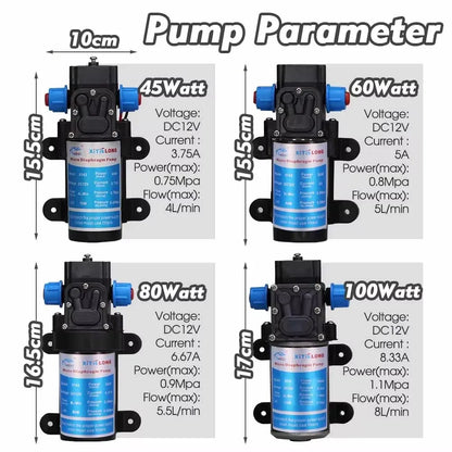 45/60/80/100W Water Pressure Diaphragm Self-priming Pump with 110-240V Power Supply Kit