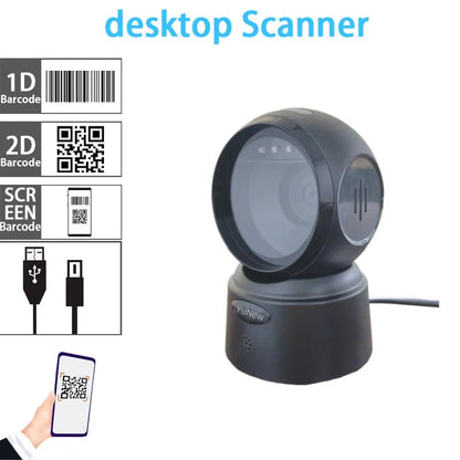 Omnidirectional 1D/2D QR Desktop Barcode Scanner