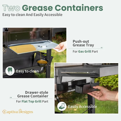 Propane Gas Griddle Grill Combo with Porcelain-Enameled Cast Iron Grate & Cast Iron Pan