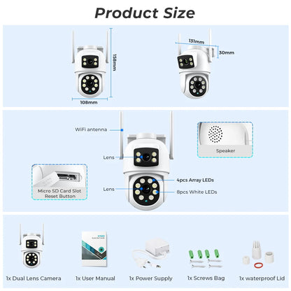 BESDER 4K 8MP/10MP Dual-Lens Outdoor Security Camera