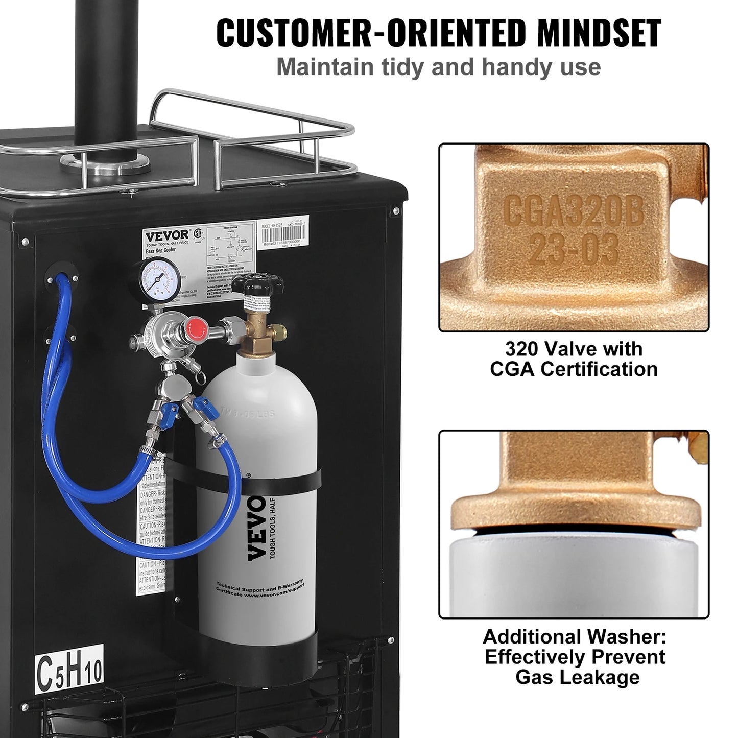VEVOR 5 lbs Aluminum CO2 Tank with CGA320 Valve