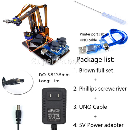SG90 MG90S 4 Dof Unassembly Acrylic Mechanical Robot Manipulator Claw Kit