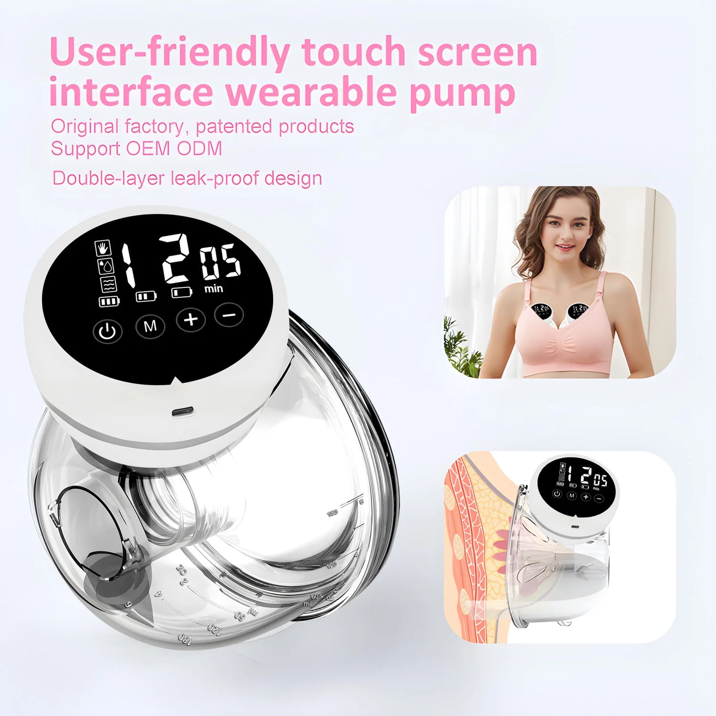 USB Rechargeable Wearable Breast Pump