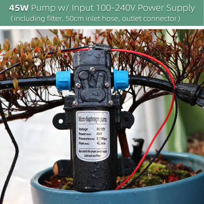 5–50M 45W Pump Self-Priming Irrigation System Garden Spray Cooling Kit.