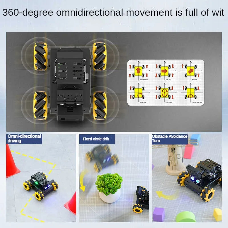 MiniAuto 4WD Programmable Mecanum Robot Car with AI Vision and Bluetooth Control