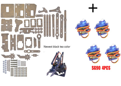 SG90 MG90S 4 Dof Unassembly Acrylic Mechanical Robot Manipulator Claw Kit