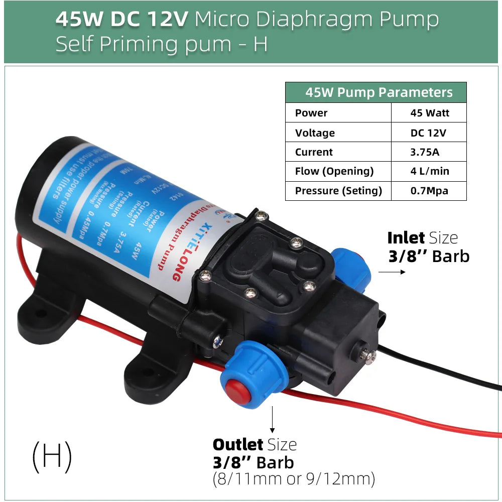 5–50M 45W Pump Self-Priming Irrigation System Garden Spray Cooling Kit.