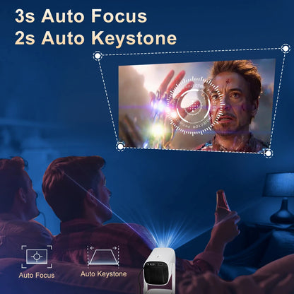 Salange K2 Smart 4K Projector with Built-in Battery and Bluetooth Speaker