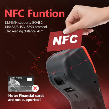 Android 8.1/13/14 PDA Terminal POS Machine 5.0" Touch Screen Built-in 58mm Bluetooth Thermal Receipt Printer Support Wifi GPS