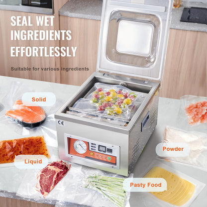 VEVOR DZ-260A Chamber Vacuum Sealer with 15.7" Sealing Length Kitchen Vacuum Packing Machine