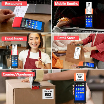 Android 8.1/13/14 PDA Terminal POS Machine 5.0" Touch Screen Built-in 58mm Bluetooth Thermal Receipt Printer Support Wifi GPS