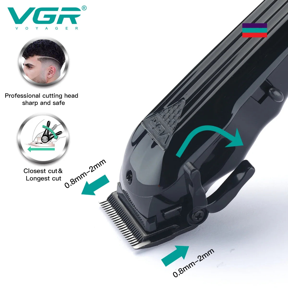 VGR V-282 Professional Cordless Hair Clipper with LED Display and Precision Blades