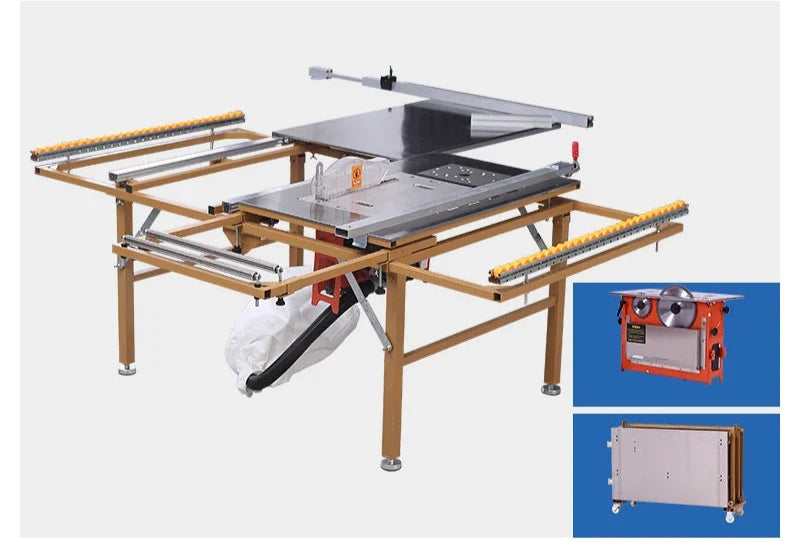 Multifunction Folding Electric Woodworking Table Saw with Sliding Guide & Stainless Steel Top