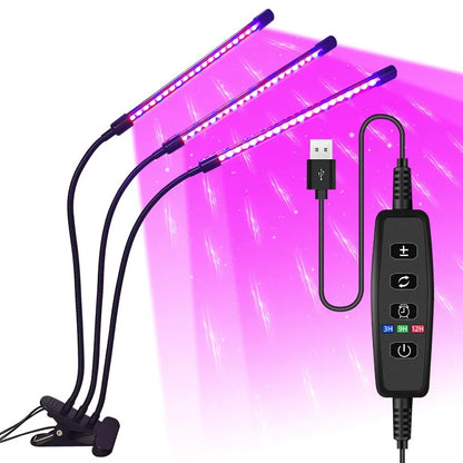 Full Spectrum USB LED Plant Grow Light with 10 Dimmable Levels and Timer