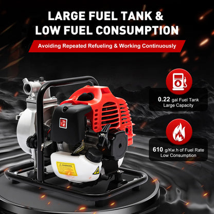 2-Stroke Portable High-Lift Transfer Pump for Irrigation, Drainage, Emergency Flooding