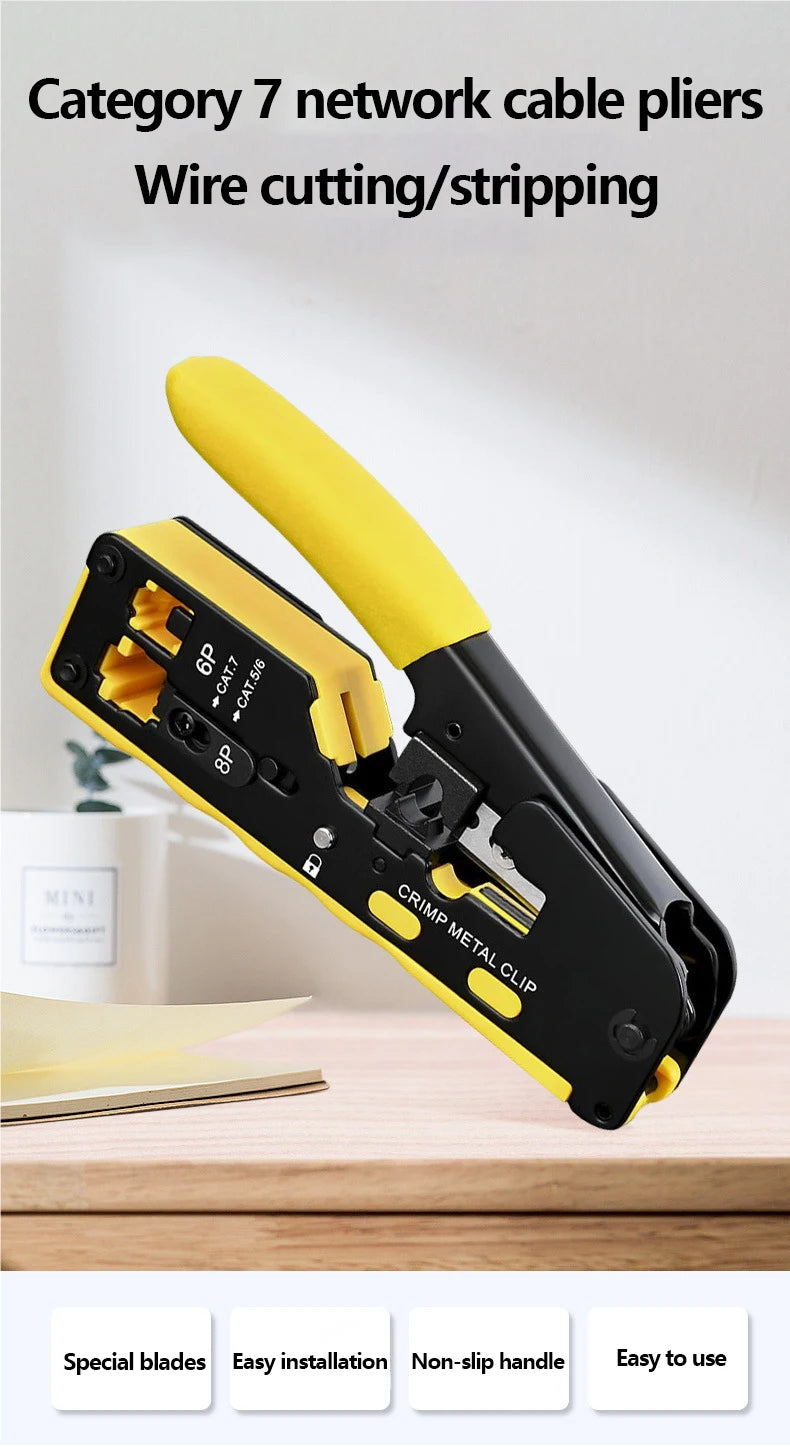 All-in-One RJ45/RJ12/RJ11 Pass-Through Network Cable Crimping Tool