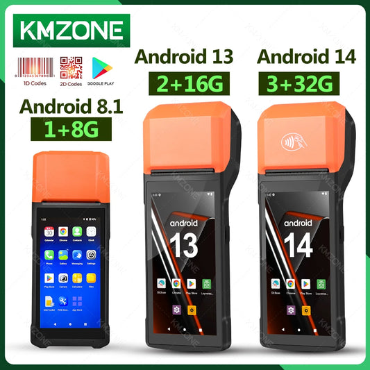Android 8.1/13/14 PDA Terminal POS Machine 5.0" Touch Screen Built-in 58mm Bluetooth Thermal Receipt Printer Support Wifi GPS